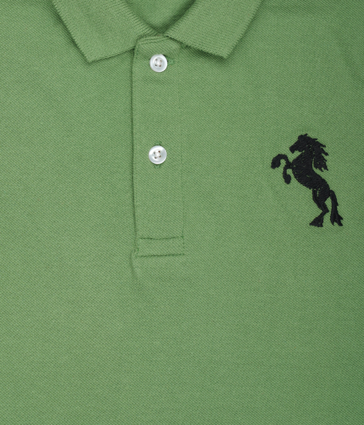 Kids' Green Cotton Rich Collar T-Shirts with Embroidery - Nature-Inspired Style!