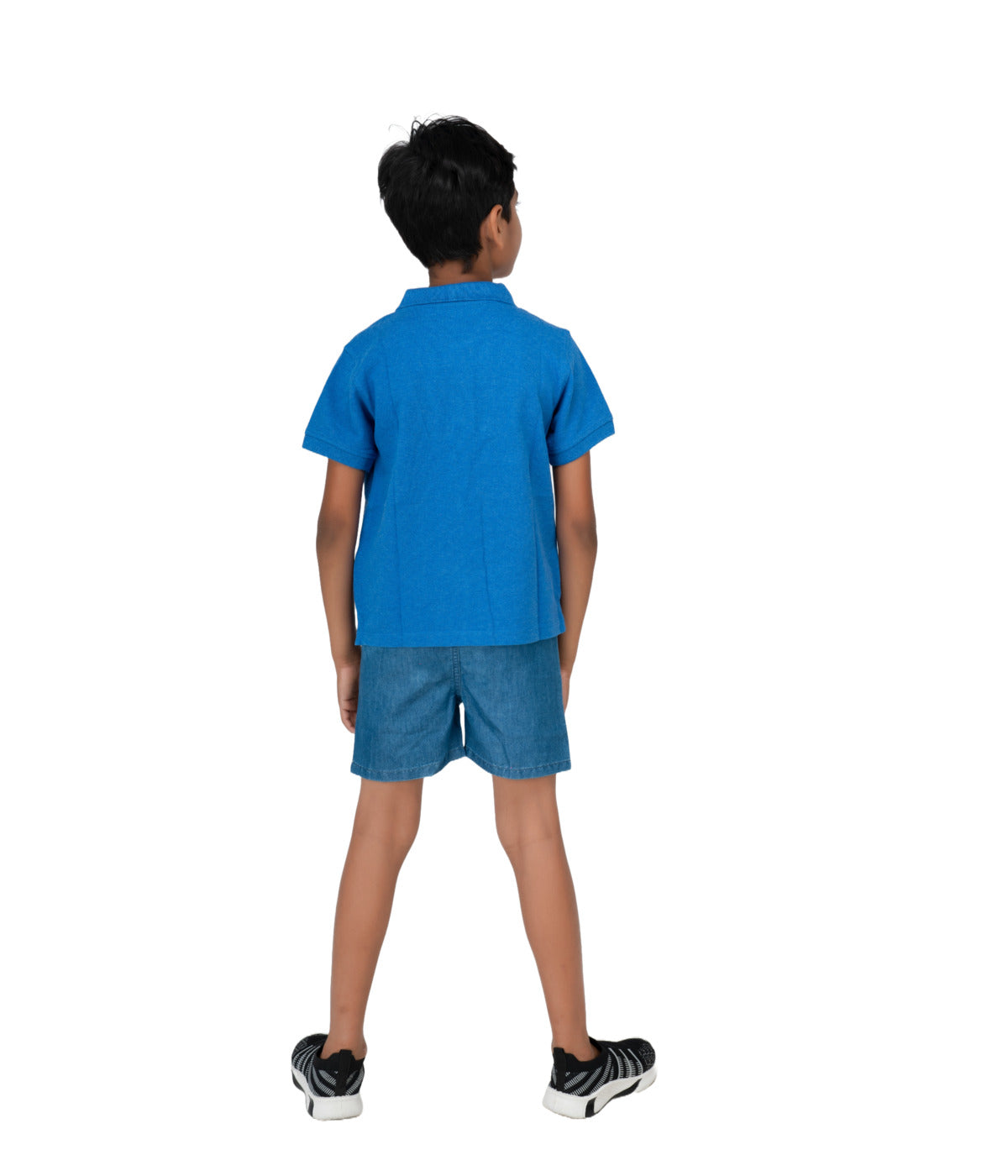 Kids' Royal Blue Cotton Rich Collar T-Shirts with Embroidery