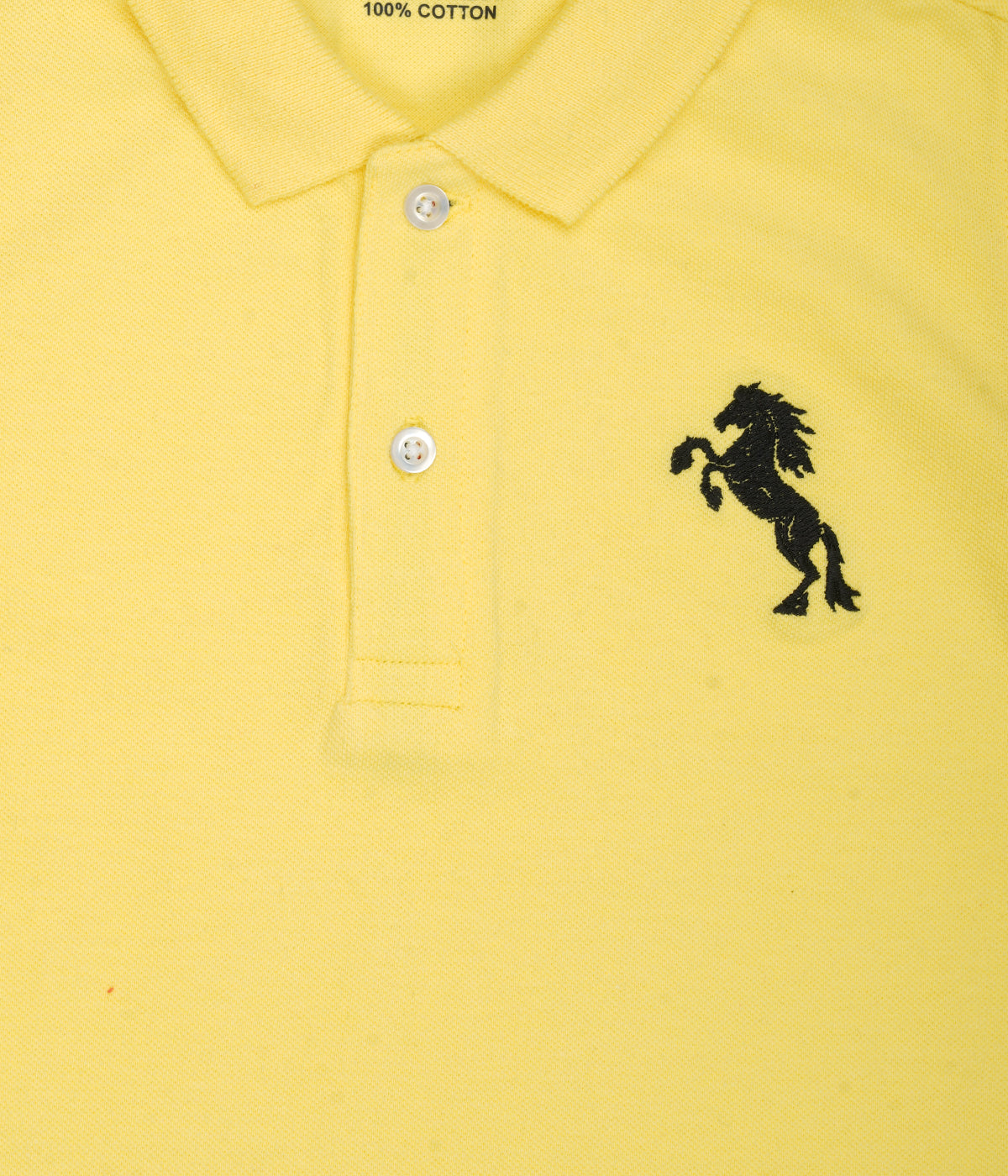 Kids' Sunny Yellow Cotton Rich Collar T-Shirts with Embroidery.