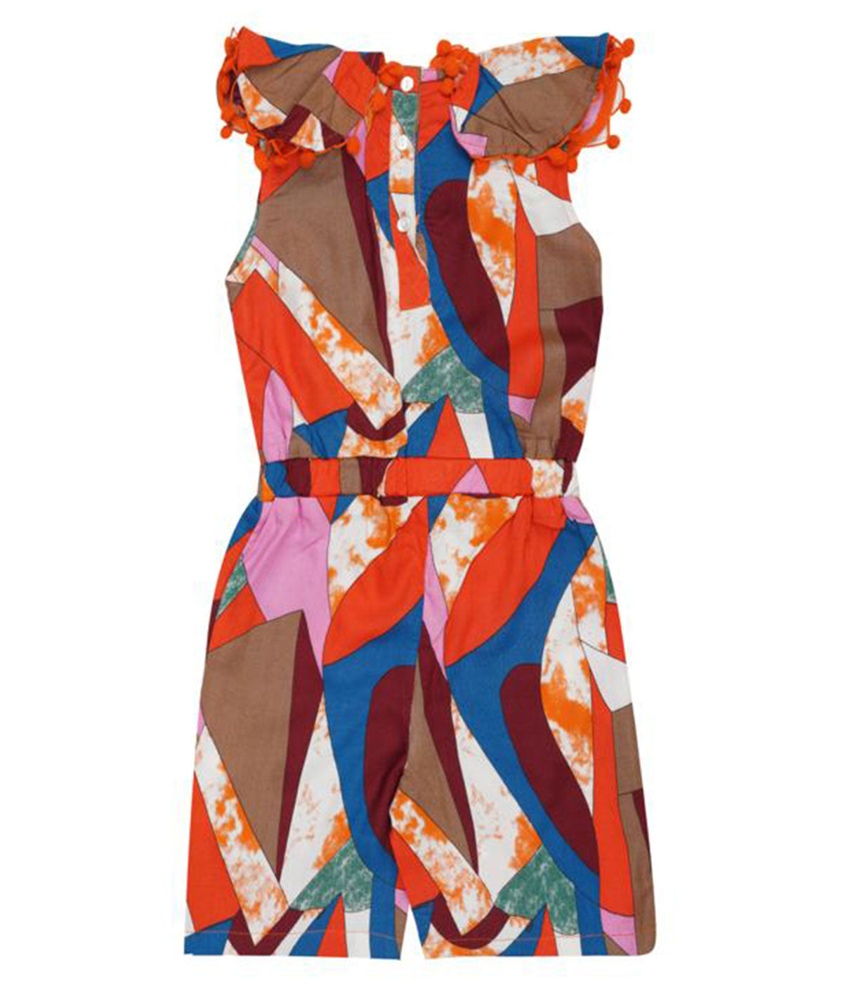 Vibrant Rayon Orange Multicolor Girls' Jumpsuit - Kidilisious.com
