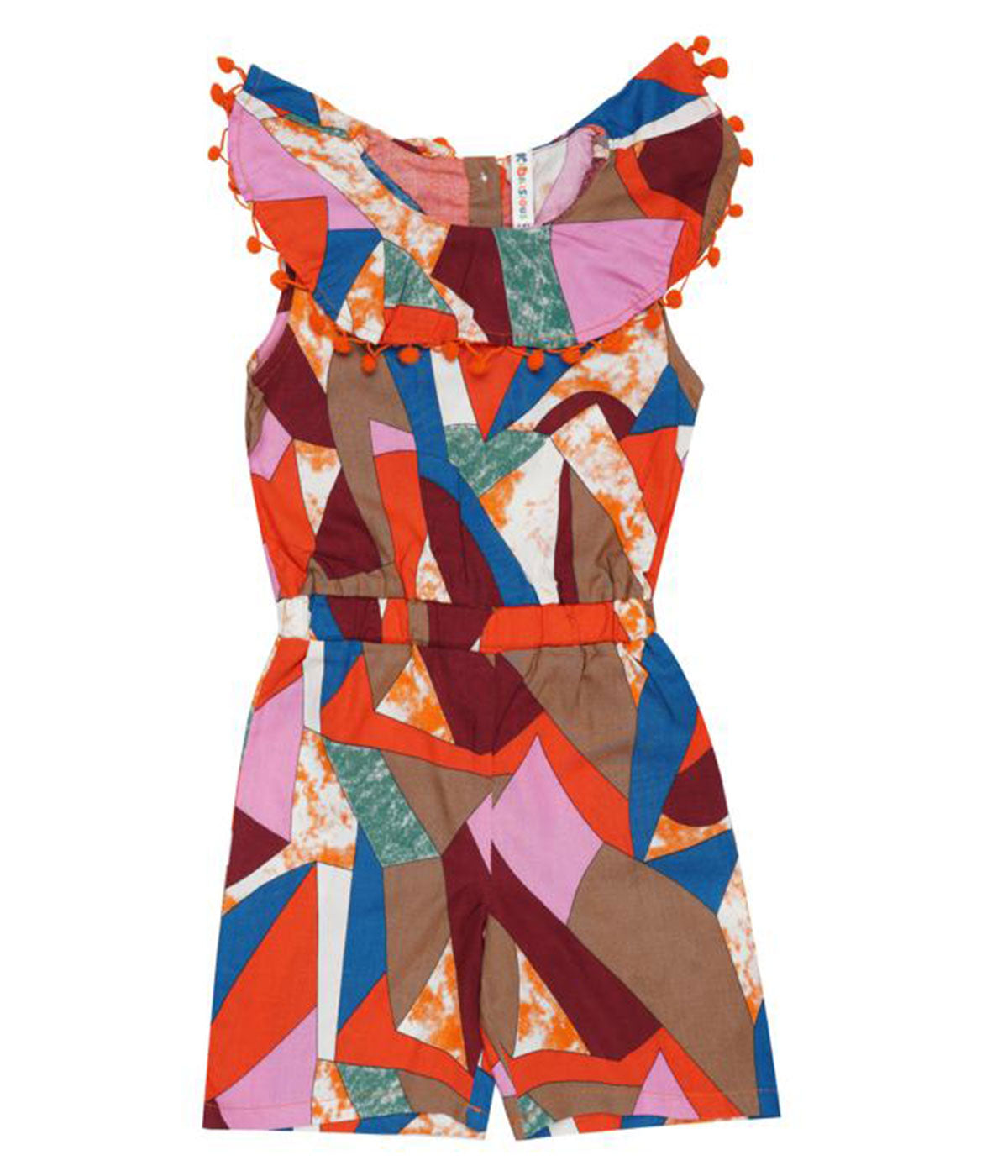 Vibrant Rayon Orange Multicolor Girls' Jumpsuit - Kidilisious.com