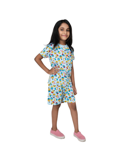 Kidilisious: Adorable Blue Cotton Rich Cupcake Co-ord Sets for Kids