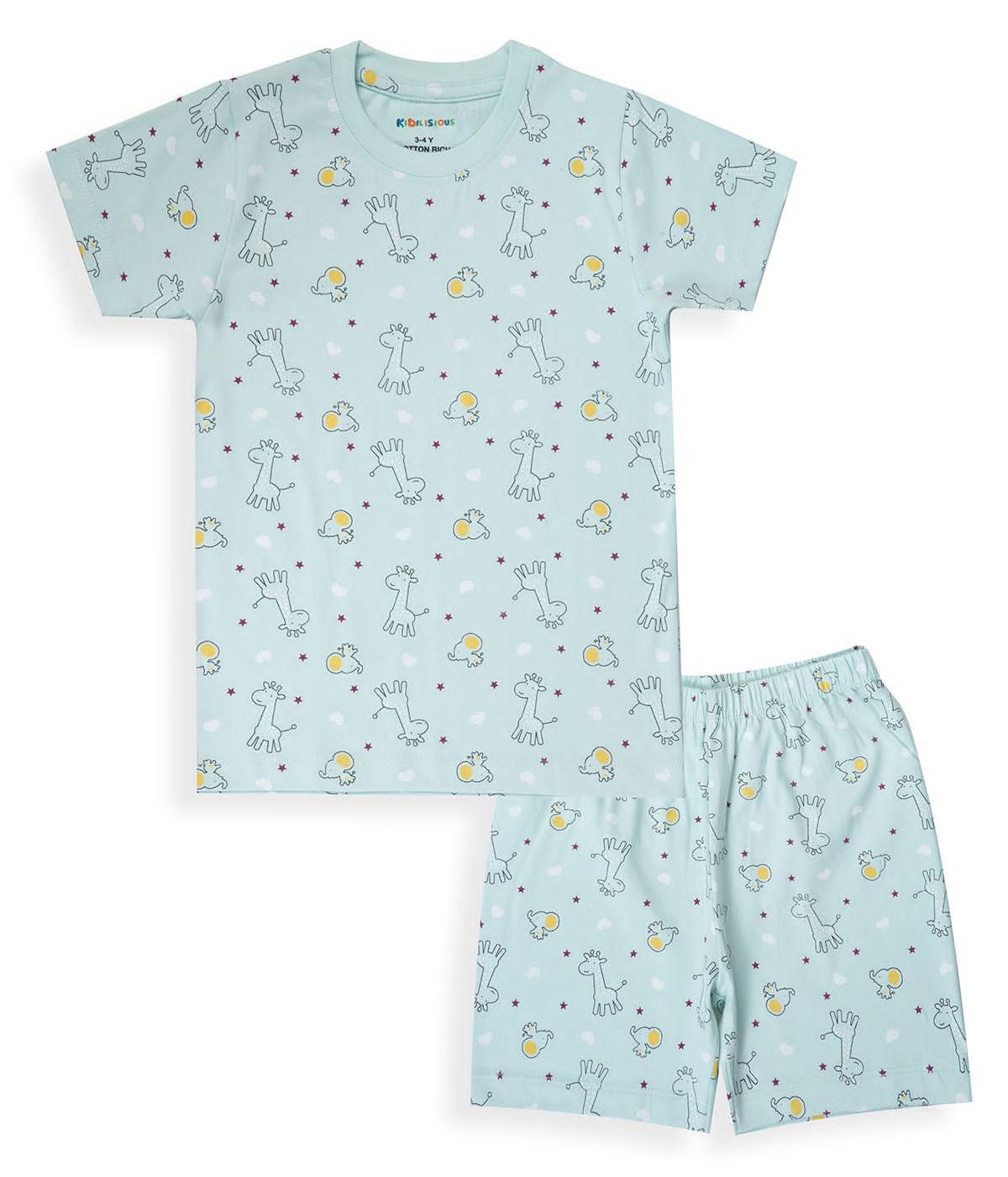 Kidilisious Light Mint Green Giraffe Print Coord Set