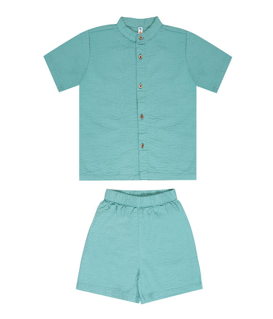 Kidislious Kidswear Green Coord Set: Shorts and Shirt Ensemble