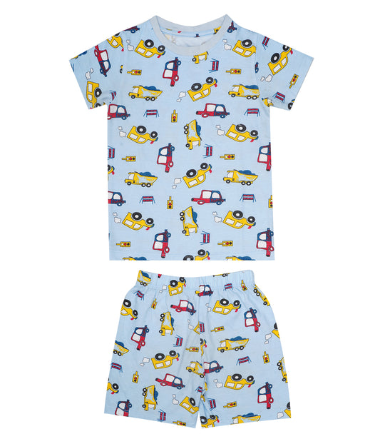 Blue Blaze Cotton-Rich Car Co-ord Set for Kids