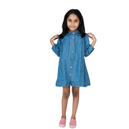 Kidilisious - Blue Denim Frock - Stylish Charm for Your Little Princess!