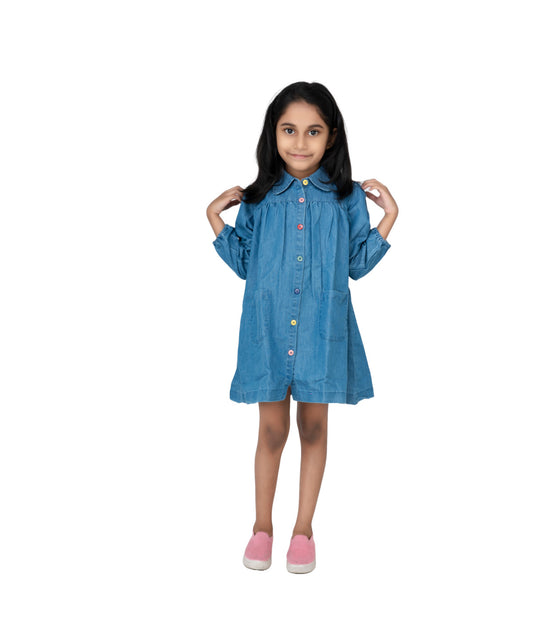 Blue Denim Frock - Stylish Charm for Your Little Princess!