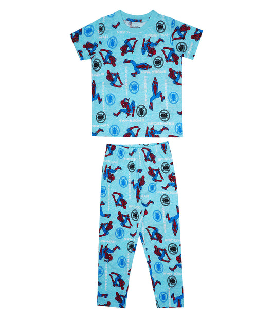 Kidilisious Cotton Rich Kids Pyjama Set in Blue - Adventure Awaits!